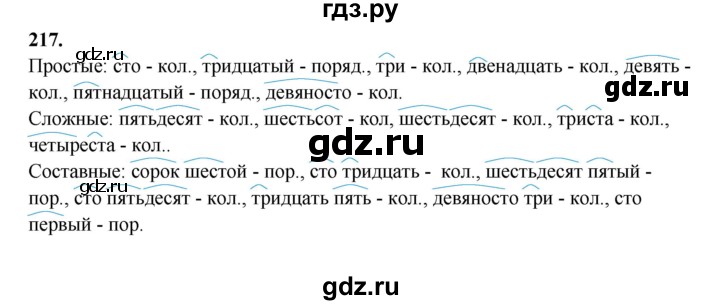 ГДЗ по русскому языку 6 класс Сабитова   упражнение - 217, Решебник