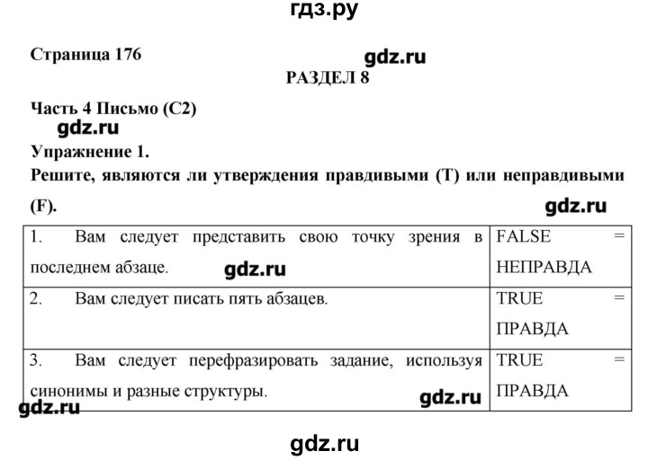 ГДЗ по английскому языку 11 класс Гроза New Millennium  страница - 176, Решебник №1