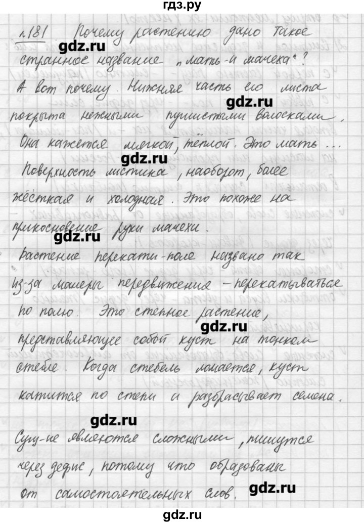 ГДЗ по русскому языку 7 класс  Львова   упражнение - 181, решебник №3