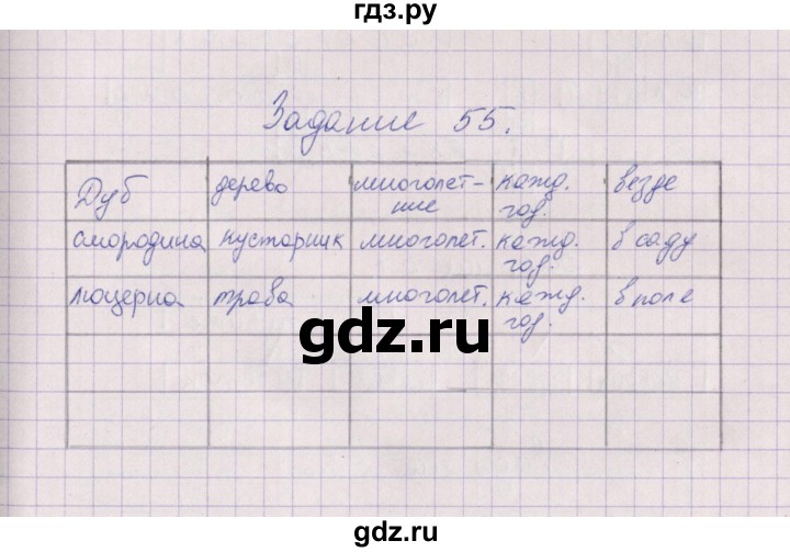 ГДЗ по биологии 6 класс  Пасечник рабочая тетрадь Бактерии, грибы, растения  задание - 55, Решебник
