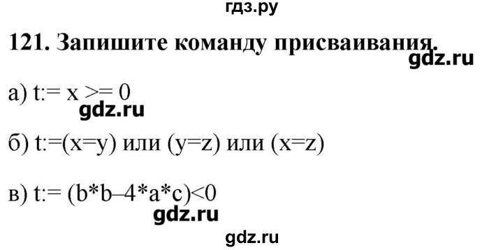 ГДЗ по информатике 9 класс Босова рабочая тетрадь  задание - 121, Решебник