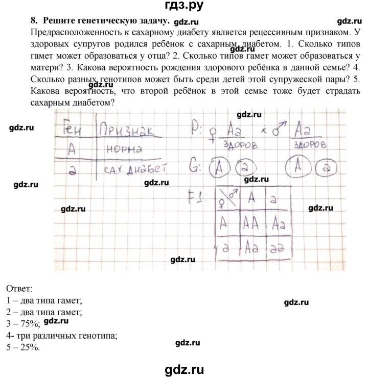ГДЗ по биологии 9 класс  Пасечник рабочая тетрадь  § 23 - 8, Решебник №1