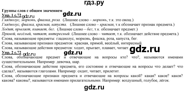 ГДЗ по русскому языку 2 класс Желтовская   часть 1. страница - 72, Решебник №1