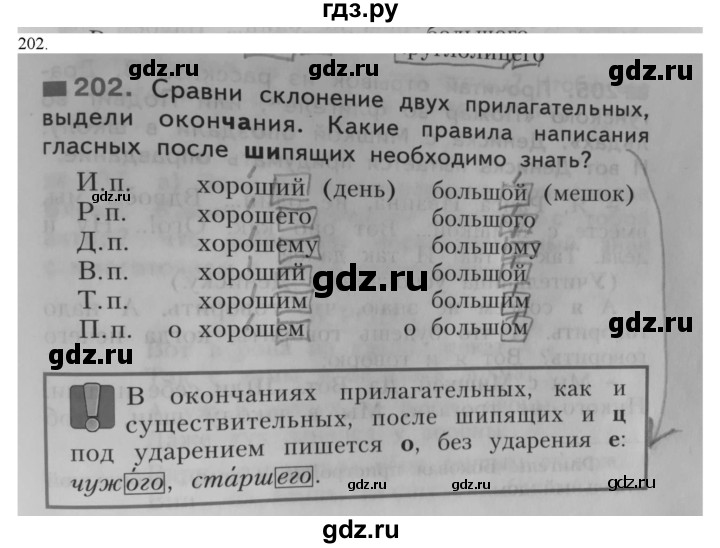 ГДЗ по русскому языку 4 класс Нечаева   упражнение - 202, Решебник №1
