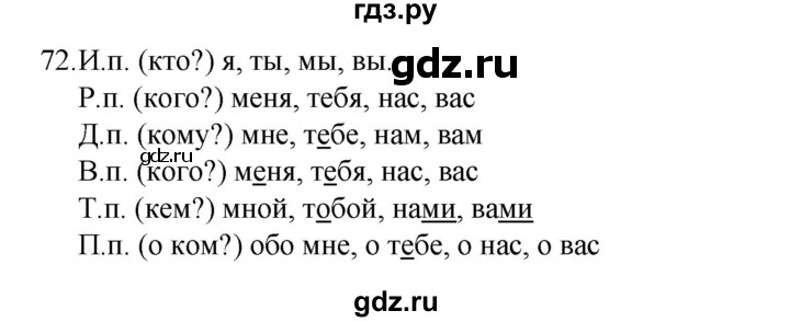ГДЗ по русскому языку 4 класс  Канакина рабочая тетрадь  часть 2. упражнение - 72, Решебник к тетради 2023