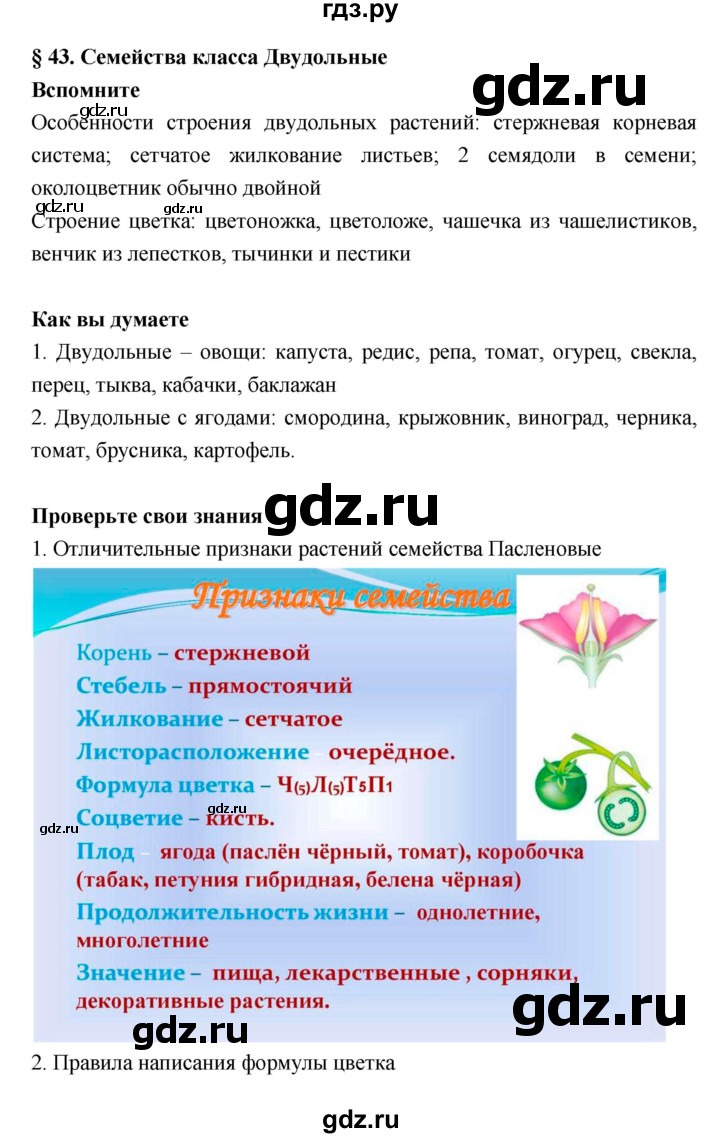 ГДЗ по биологии 6 класс Исаева   параграф - 43, Решебник