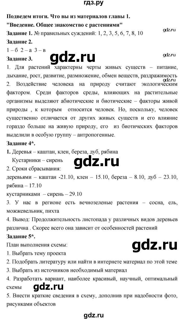 ГДЗ по биологии 7 класс Пономарева рабочая тетрадь  итоги главы - 1, Решебник