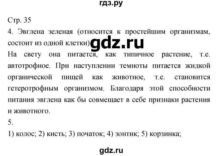 ГДЗ по биологии 5‐6 класс Сухорукова тетрадь-тренажер  часть 2 (страница) - 35, Решебник №1