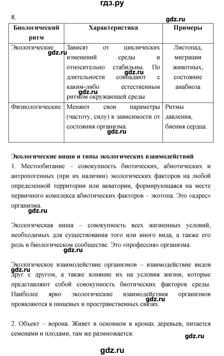 ГДЗ по биологии 10‐11 класс Пасечник рабочая тетрадь Общая биология (Каменский) Базовый уровень глава 8 - Тема 1, Решебник