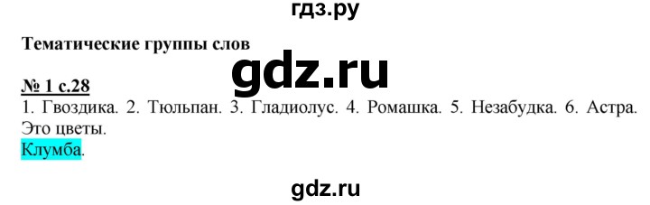 ГДЗ по русскому языку 2 класс Тихомирова рабочая тетрадь (Климанова)  часть 2. страница - 28, Решебник №1