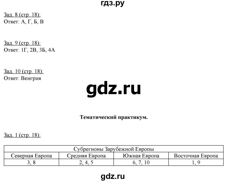 ГДЗ по географии 10‐11 класс Домогацких рабочая тетрадь Базовый уровень часть 2. страница - 18, Решебник